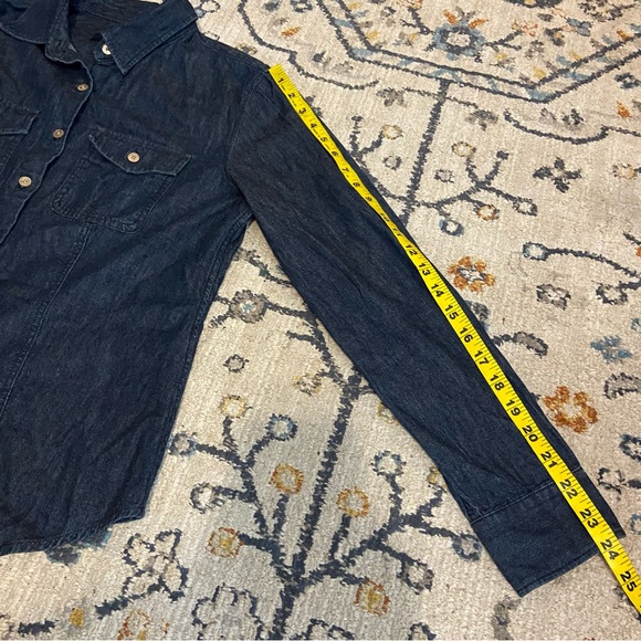 Talbots Chambray Dark Wash Button Up Collared Shirt Top 10 - Picture 9 of 9